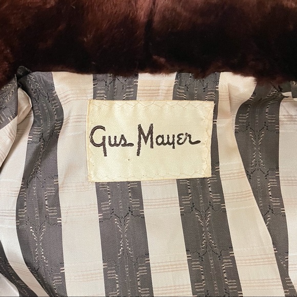 Vintage 50s/60s Gus Mayer Brown Mouton Chubby Coat - Picture 7 of 13